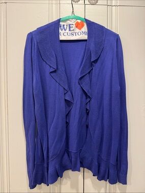 LOFT Royal Blue Ruffle Cardigan